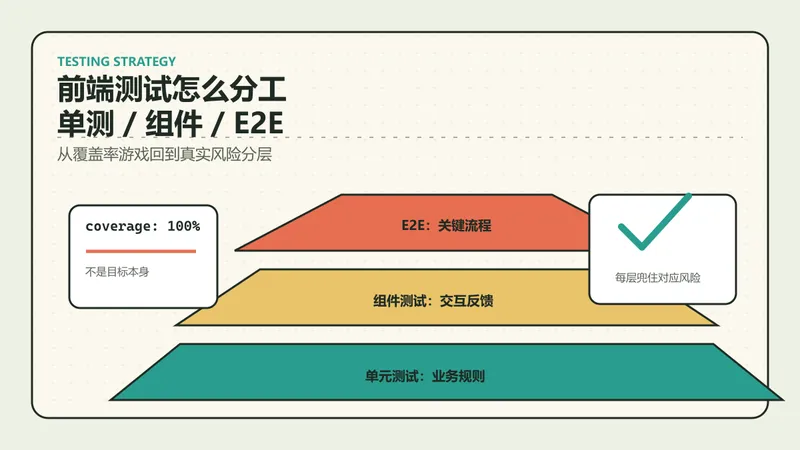 前端到底该写哪些测试？单测、组件测试、E2E 的分工